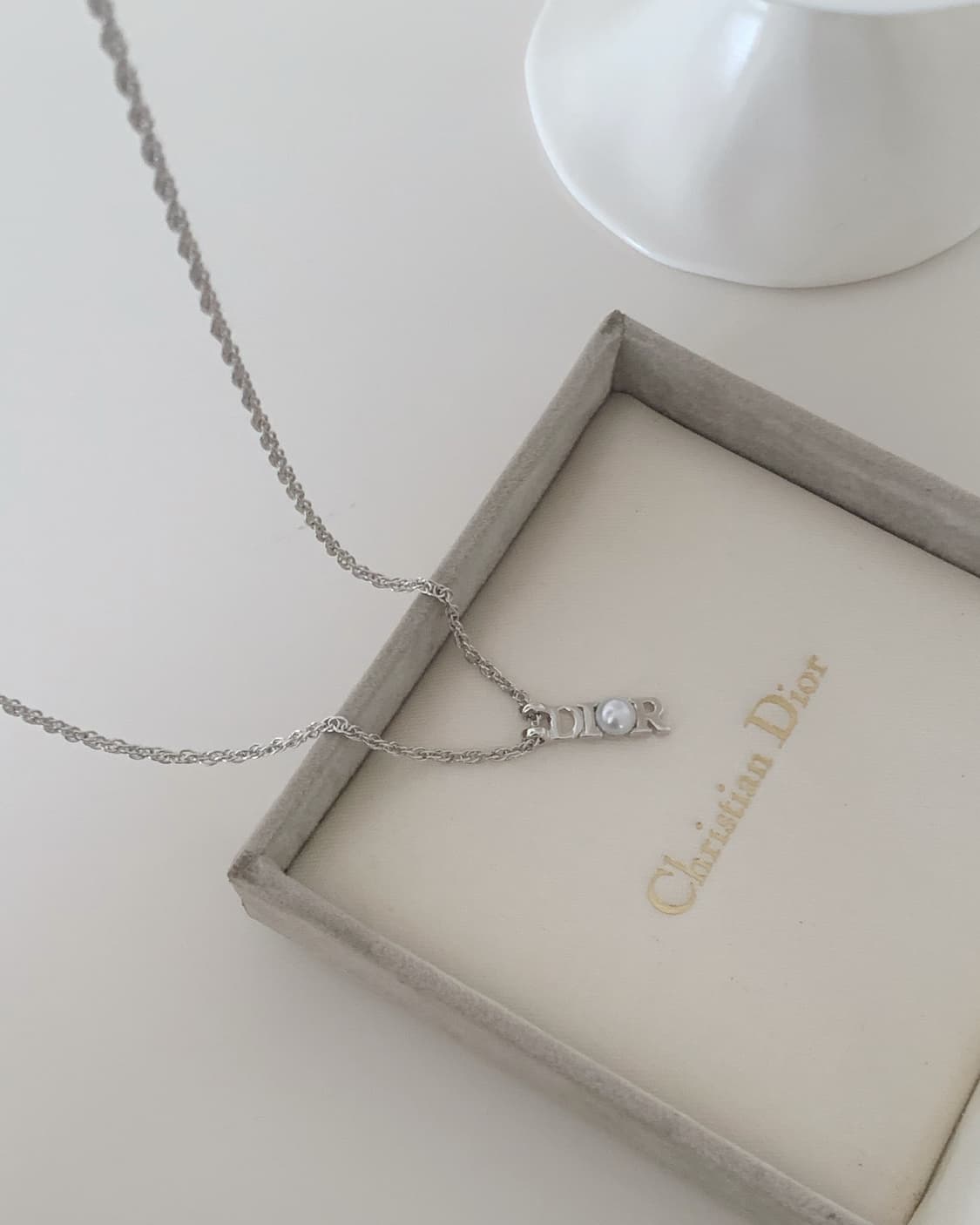 [ 디올 ] 빈티지 디올 실버 로고 진주 목걸이 상품이미지6