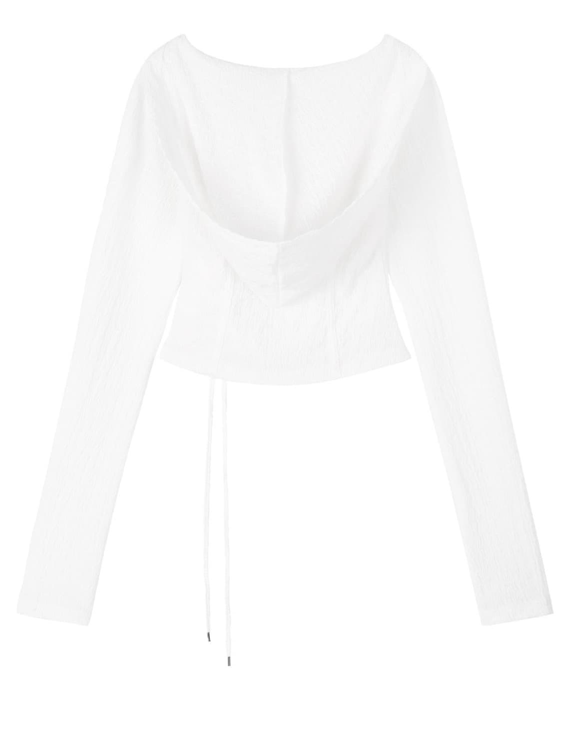 Mnem Diamond Neck Corset Hoodie (white) 상품이미지5