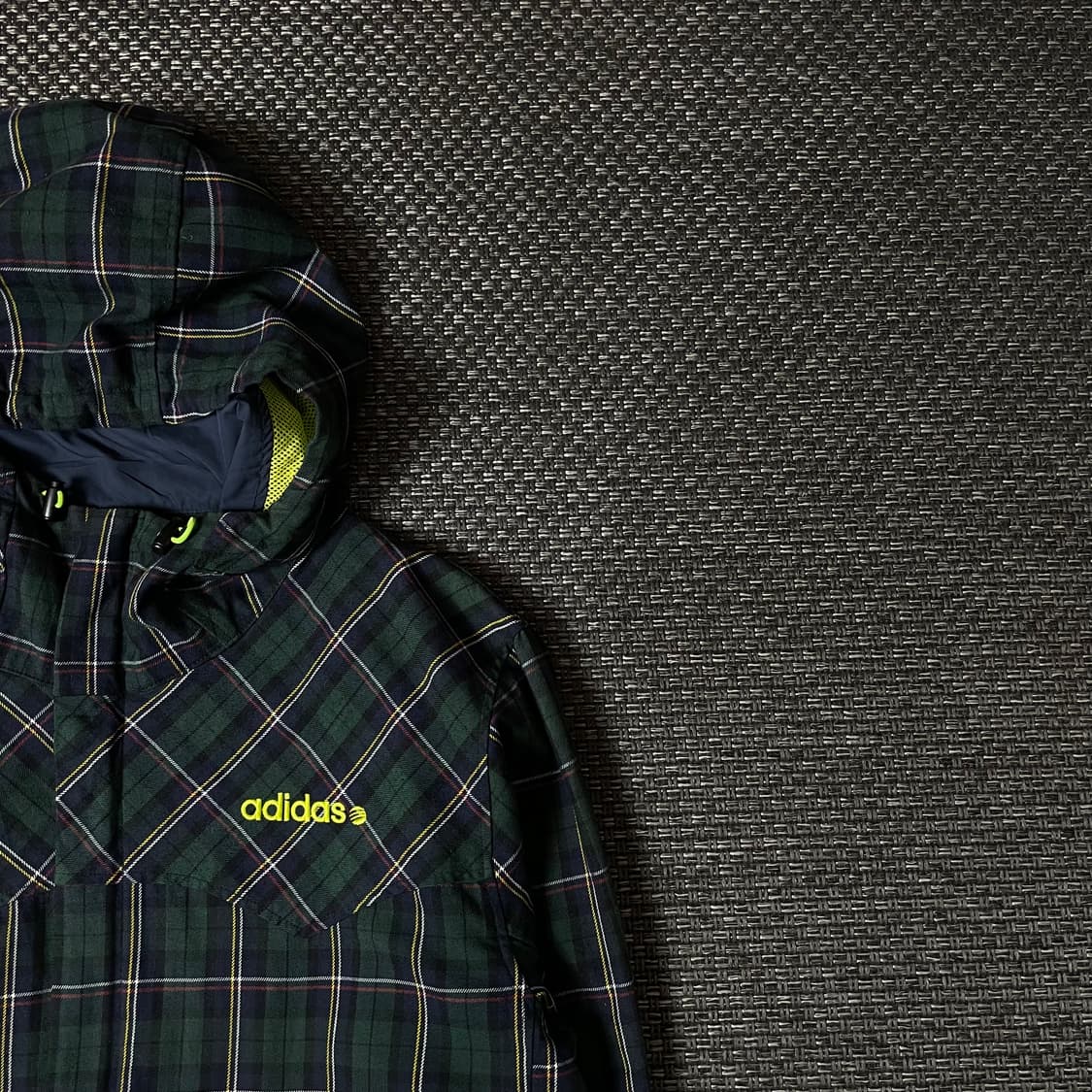 아디다스 연두로고 그린 체크 후드 긴팔 셔츠 자켓 L 상품이미지3