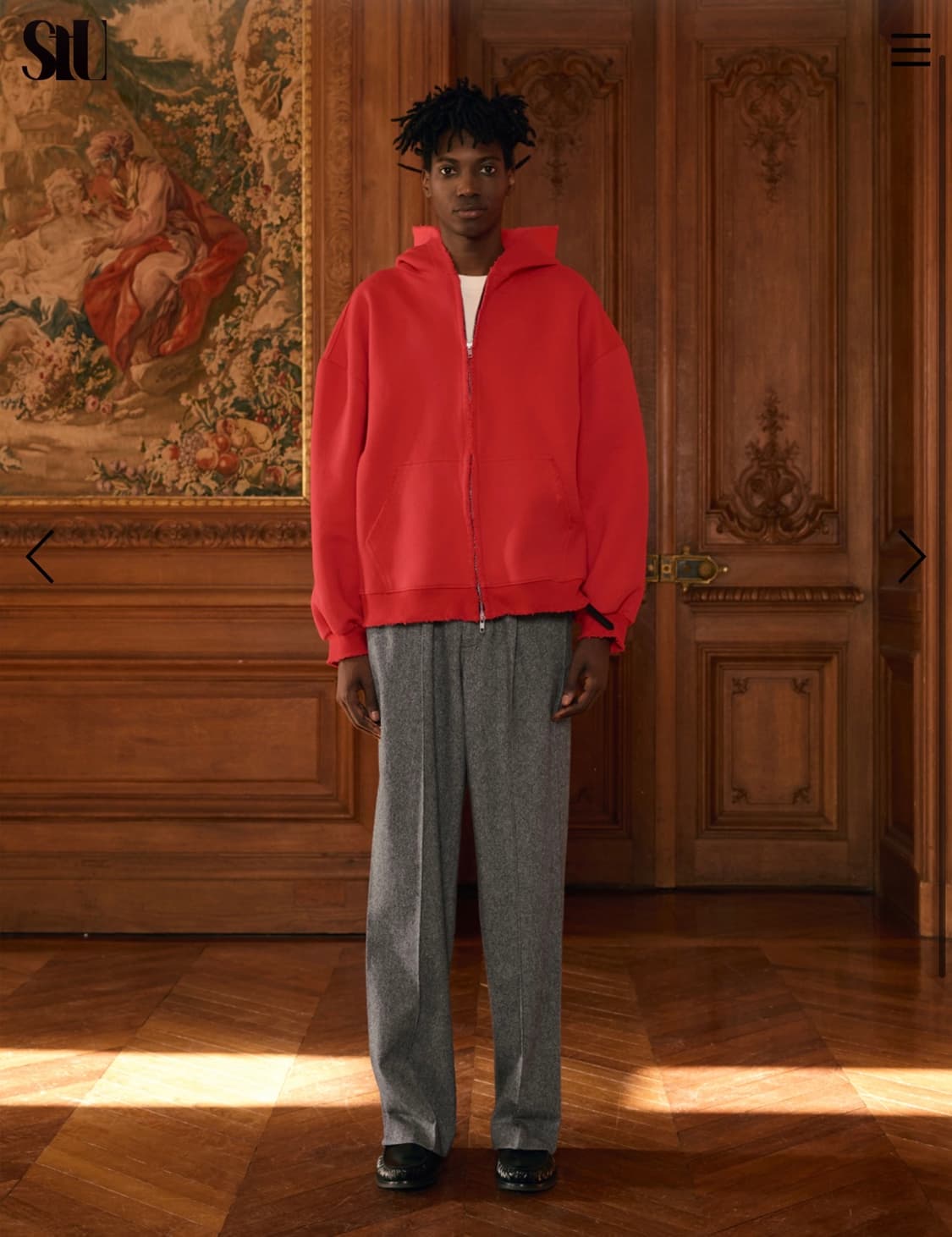 Stu HOODIE ZIP-UP in red M 상품이미지1