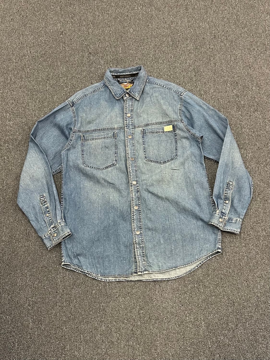 M)할리데이비슨 vintage 백프린팅 데님 긴팔셔츠 상품이미지1