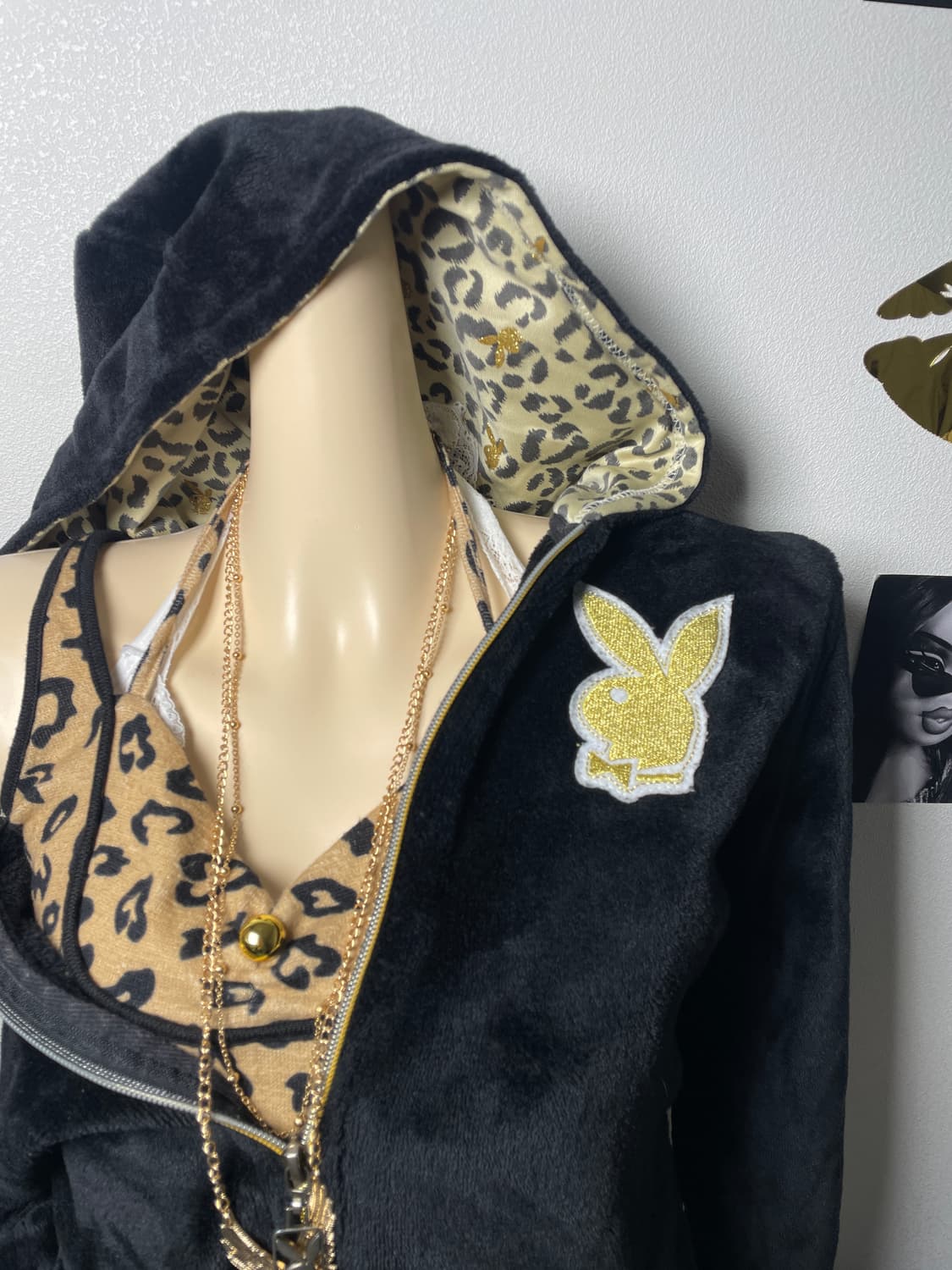 Playboy 호피 벨벳 후드집업 상품이미지2