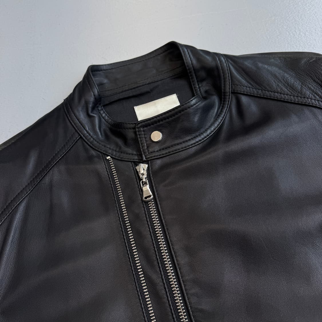 사선 집업 리얼레더 바이커 릭오웬스맛 라이더 램스킨 가죽 자켓 상품이미지5