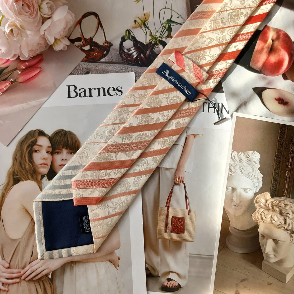 AQUASCUTUM 아쿠아스큐텀 실크 자카드 스트라이프 넥타이 9.1cm 상품이미지5