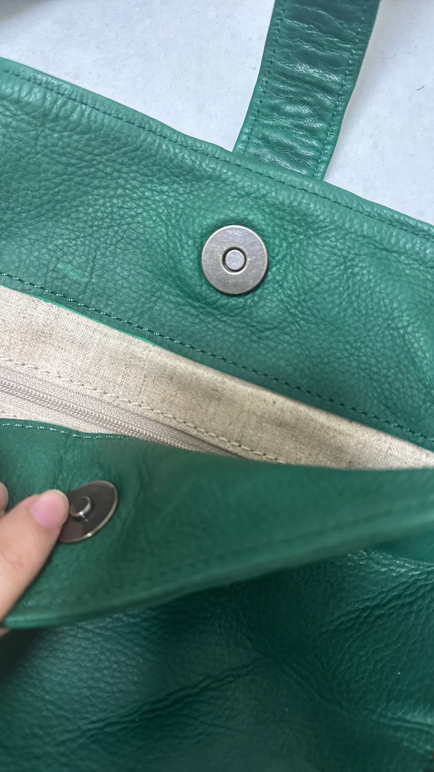 Lily 레더 스티치 그린 숄더/토트백 상품이미지3