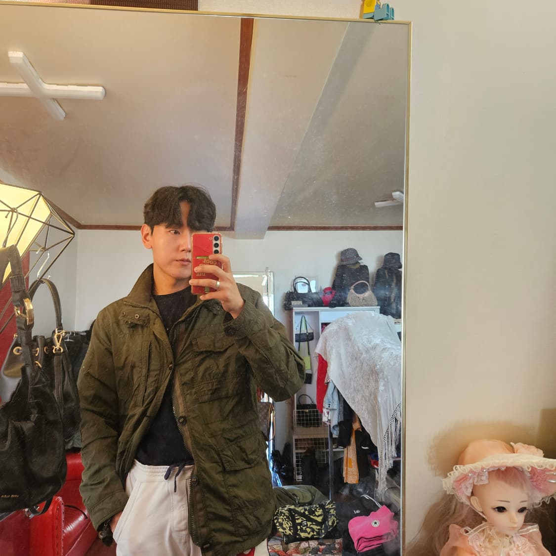 타미힐피거 밀리터리 카키 바람막이 후드 필드 자켓 L size 상품이미지3