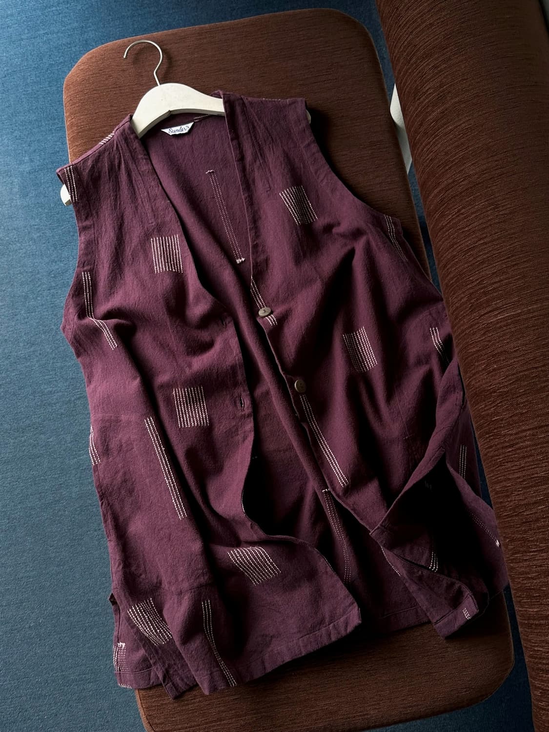 Natural design stitch long vest  상품이미지1