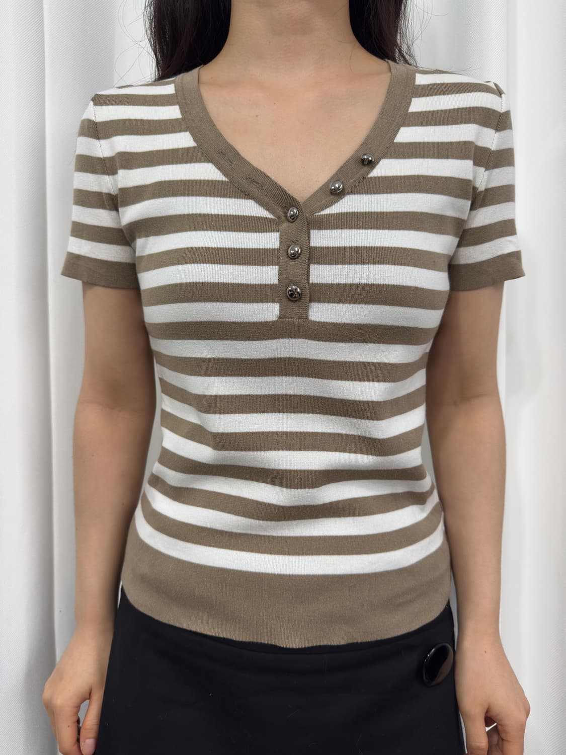 stripe button top  상품이미지1
