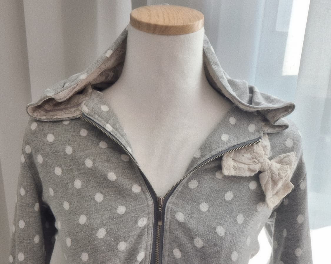 도트 리본 레이스 후드 리즈리사 트랄라라 일본빈티지 상품이미지2