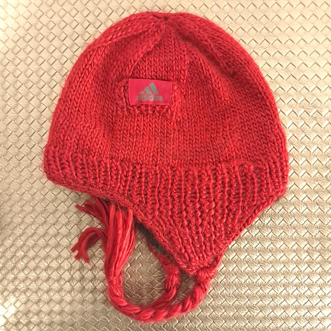 00s Adidas Red Knit Earflap Hat P1999 상품이미지5