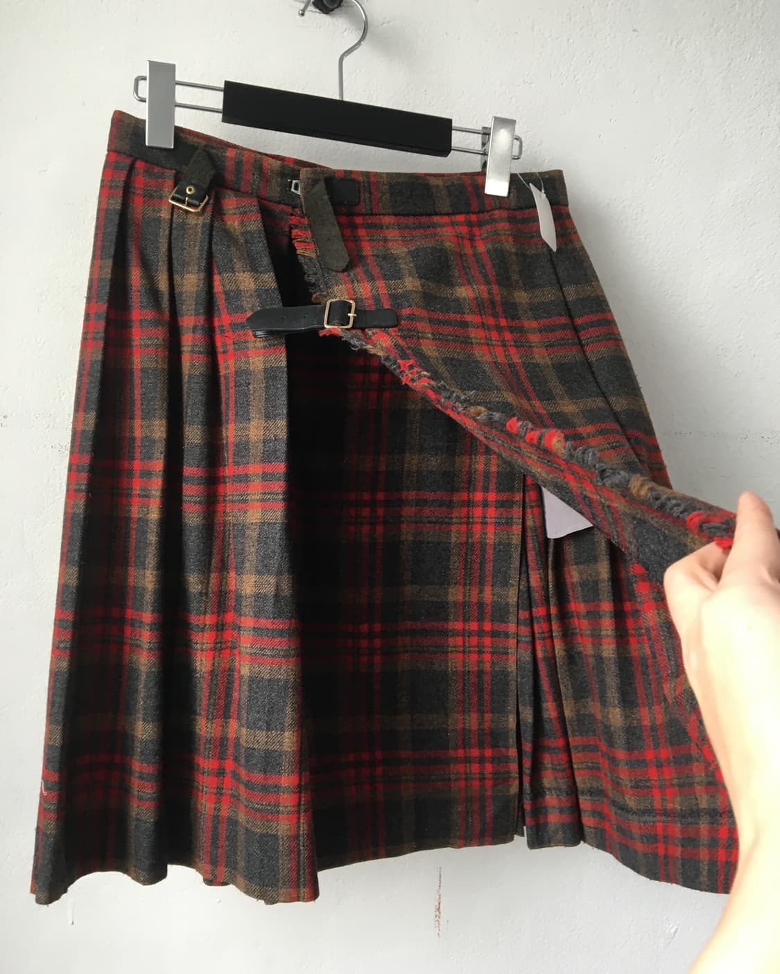 Belted wrap woolen skirt 상품이미지3