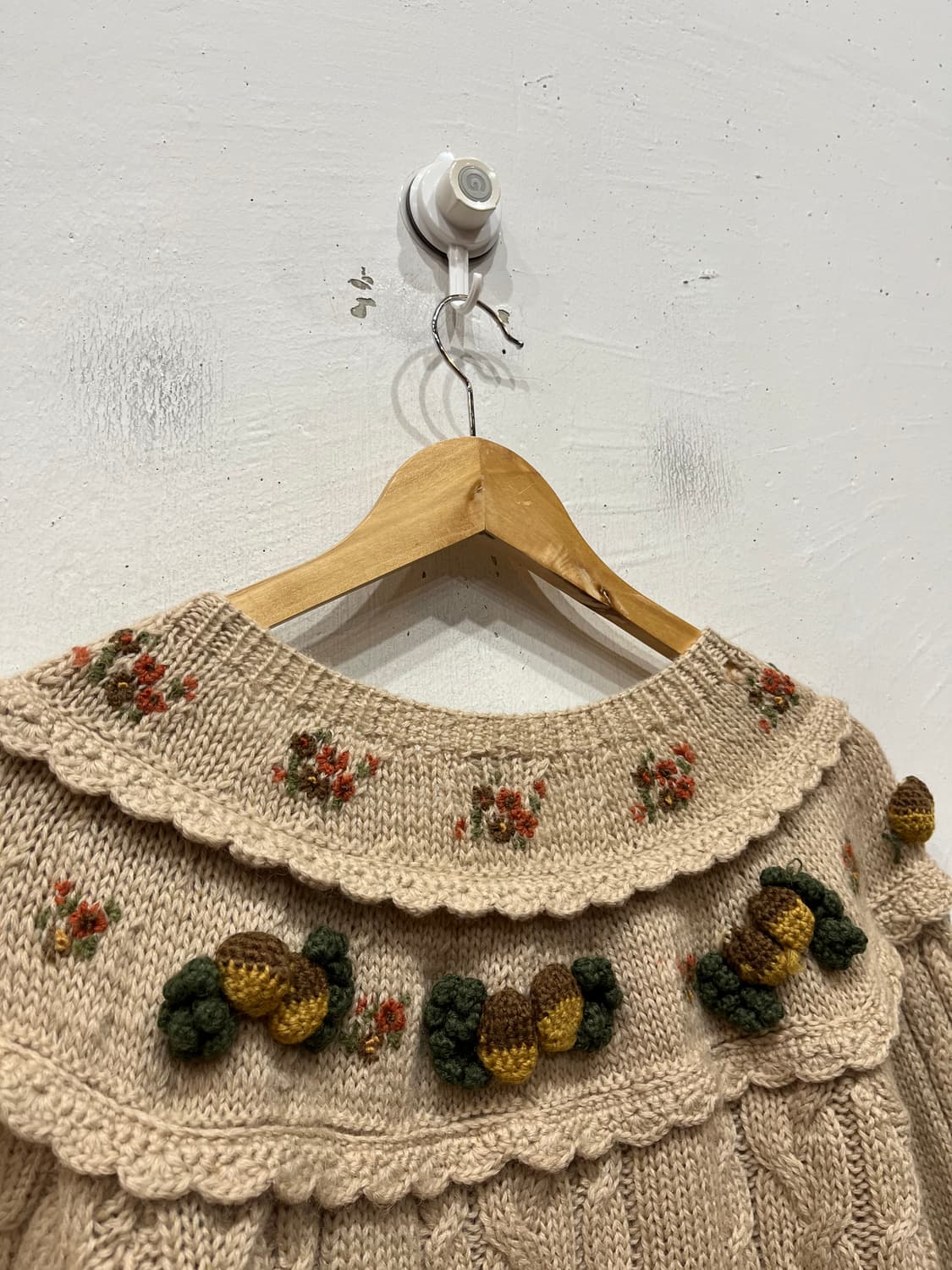 AIR SECTION JPN 모리걸 아플리케 퓨어울 케이블 가디건  상품이미지4