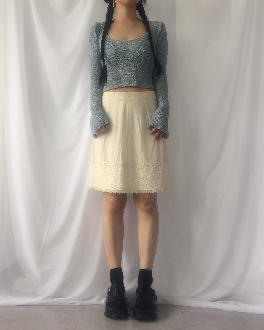Flower pattern mesh sleeve 상품이미지7