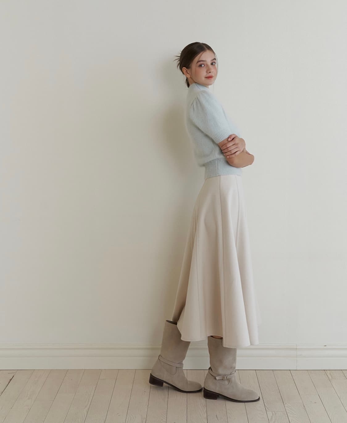 새상품) 리엘 노엘 플레어 스커트 아이보리 무료배송 상품이미지1