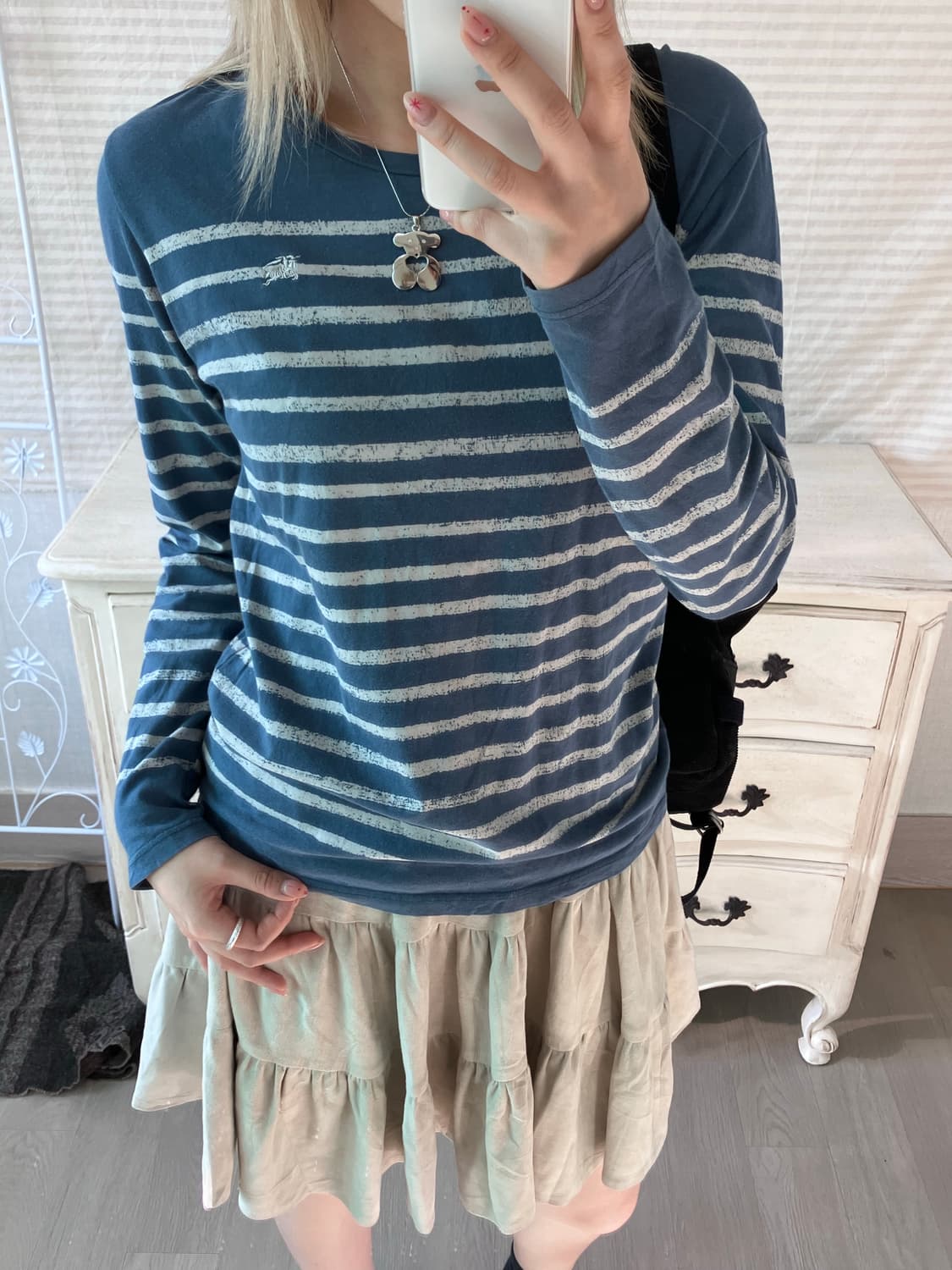 버버리 블랙라벨 빈티지 블루 스트라이프 롱슬리브 상품이미지5