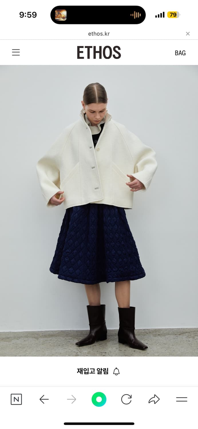 에토스 하프넥 크롭코트 아이보리 상품이미지1