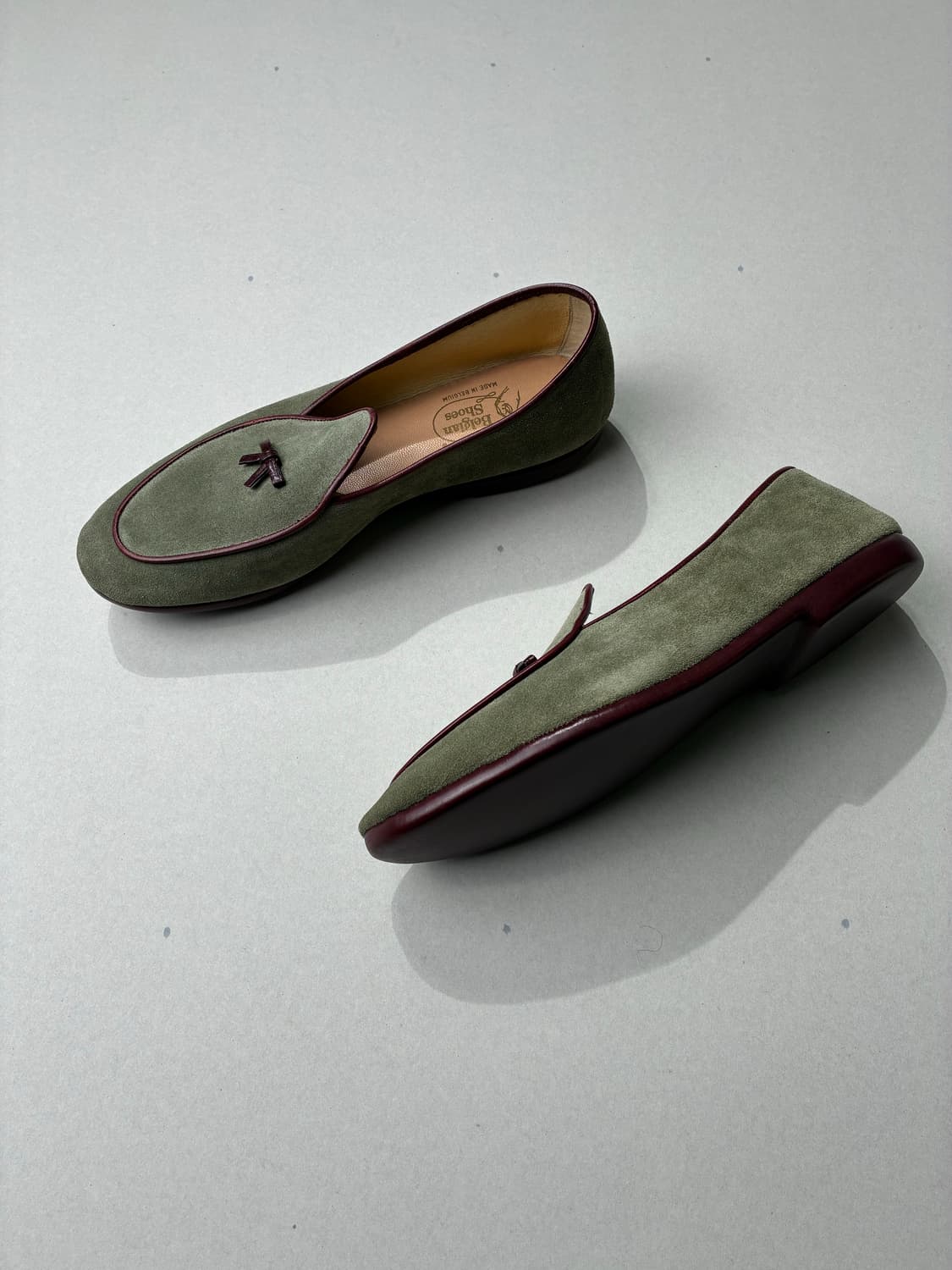 벨지안 슈즈 로퍼 MR.CASUAL 스웨이드 올리브 그린 9사이즈 상품이미지3