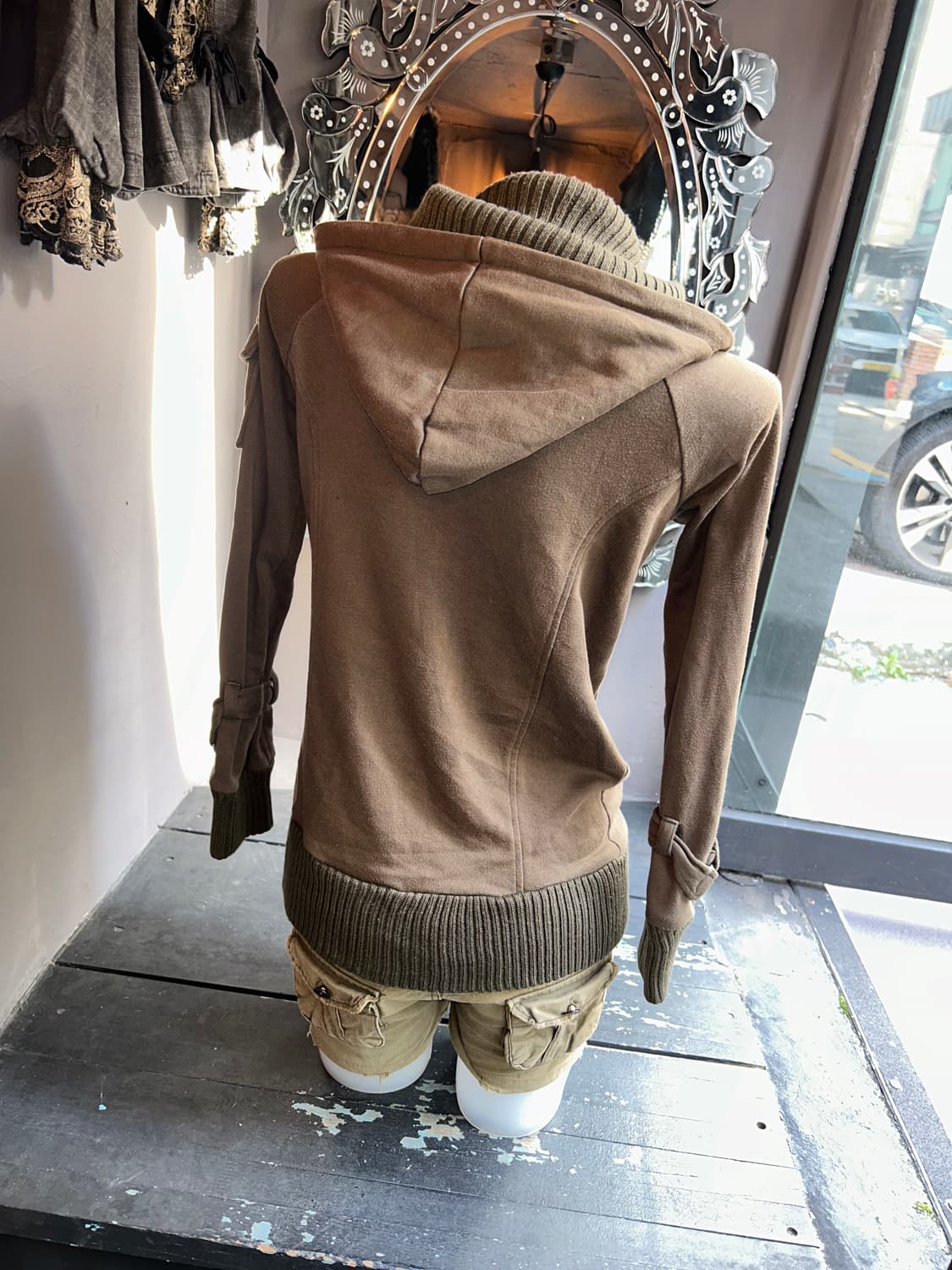 y2k 니트 소매넥 포인트 후드집업자켓 펑크갸루 상품이미지6