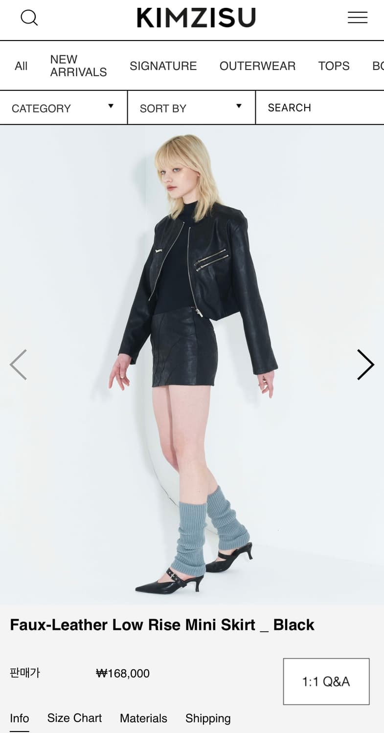 Faux -leather Low Rise Mini skirt _Black 상품이미지1