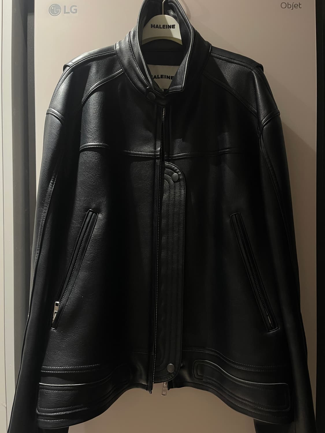 알렌느 패치드 3D 포우 레더 레이싱 자켓 블랙 상품이미지6