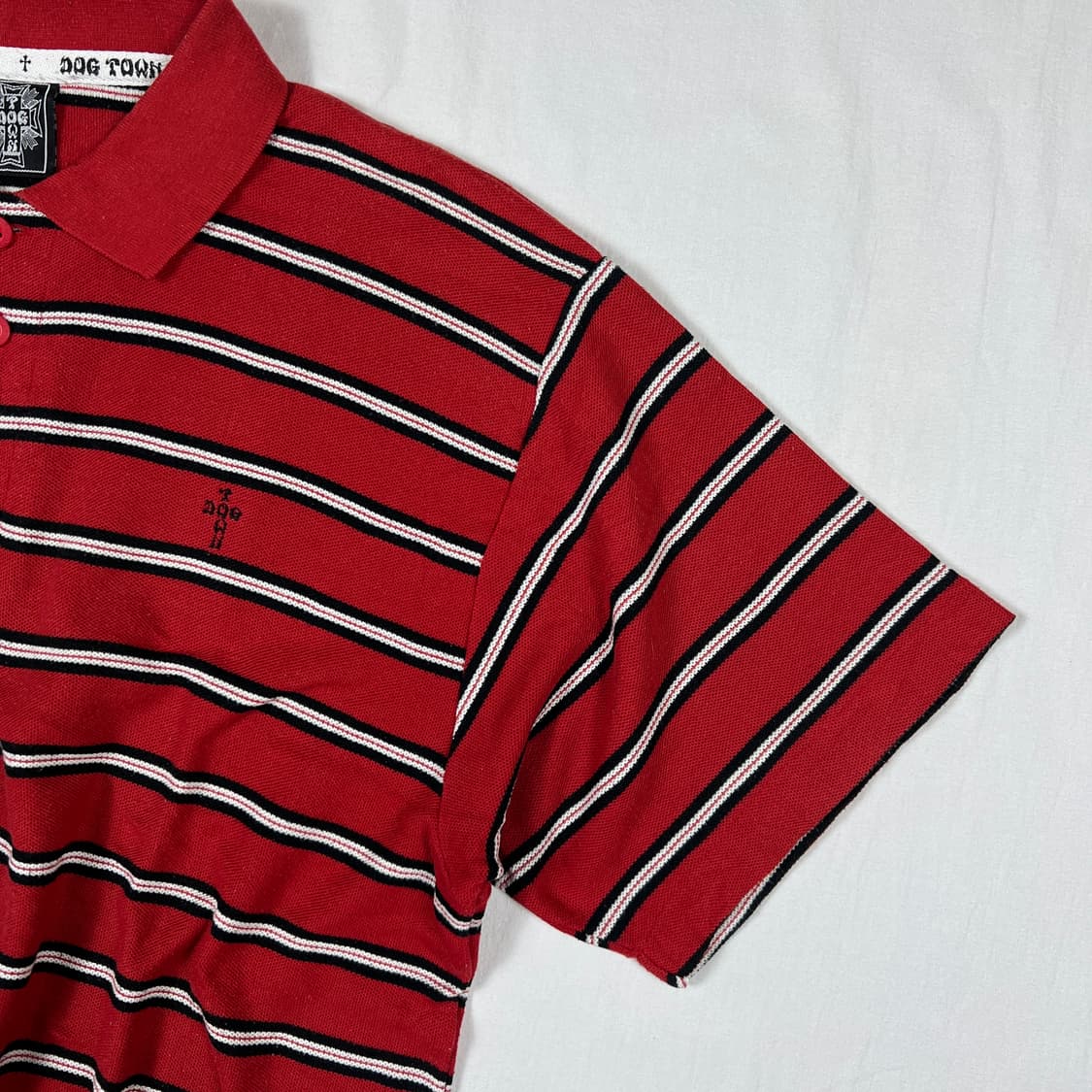 90’s 도그타운 스케이트보드 로고 스트라이프 반팔 피케셔츠 상품이미지3