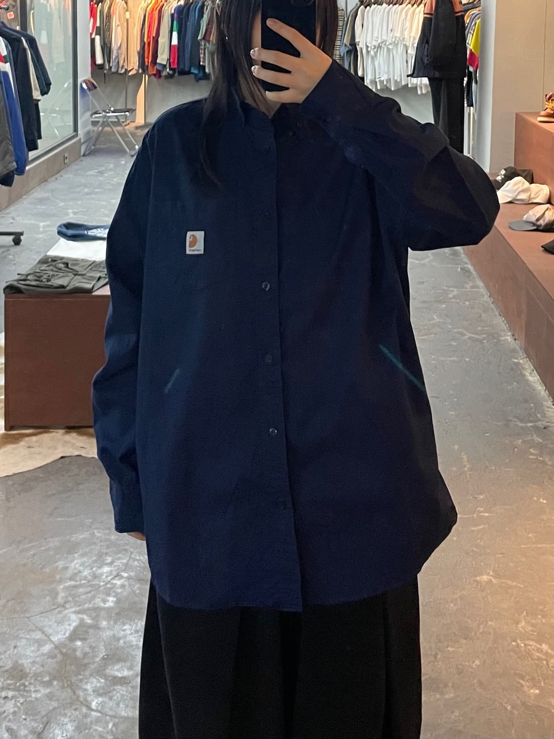 칼하트 네이비 셔츠 H2466 상품이미지1