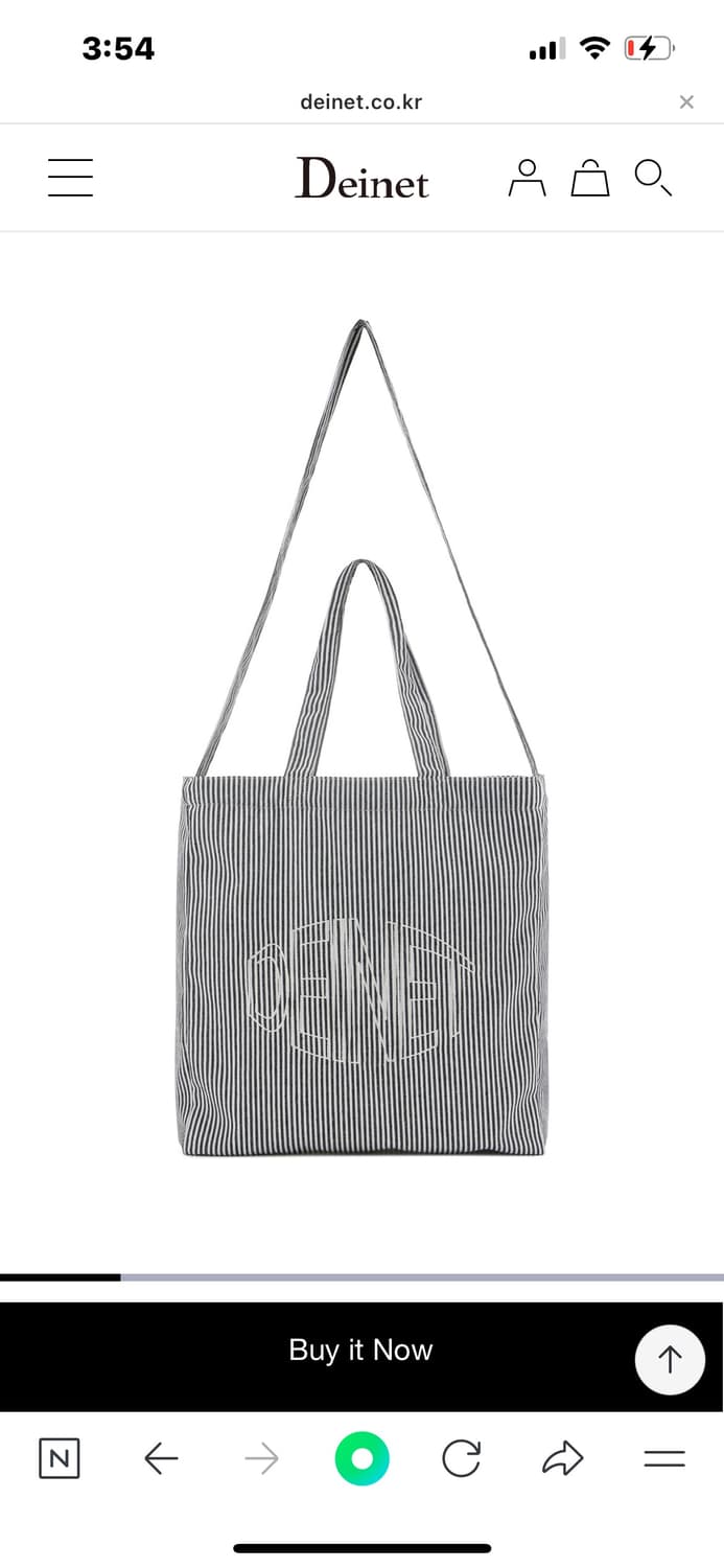 새상품)다이닛 STRIPE ECO BAG IN BLACK 상품이미지1