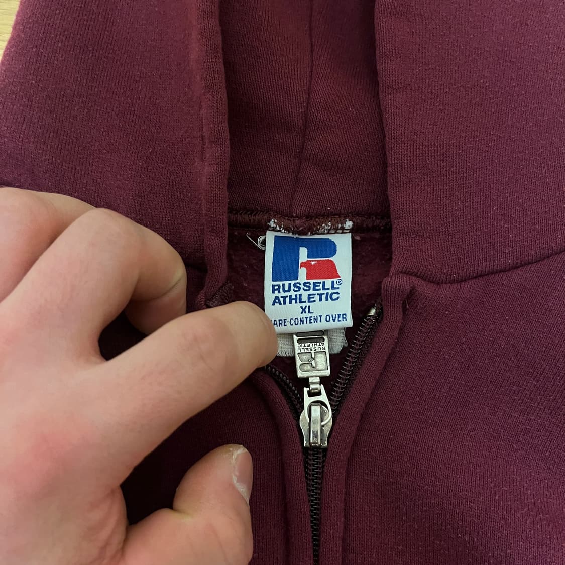 [XL] 90s 빈티지 러셀 후드집업 버건디 상품이미지4