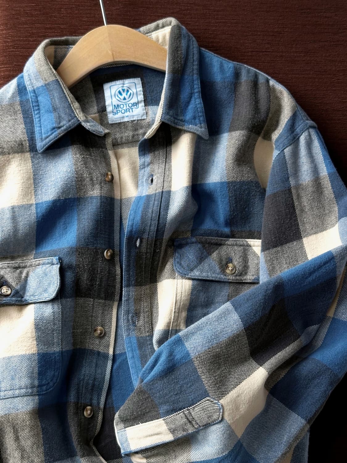  Cotton woven nel check wide shirt 상품이미지1