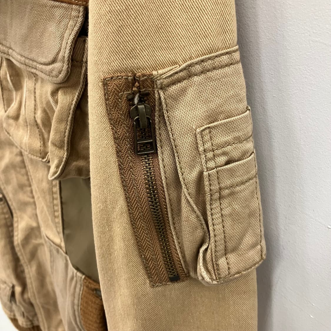 VTG 빈티지 배색 유틸리티 니트 하이넥 집업 블루종 M 상품이미지6