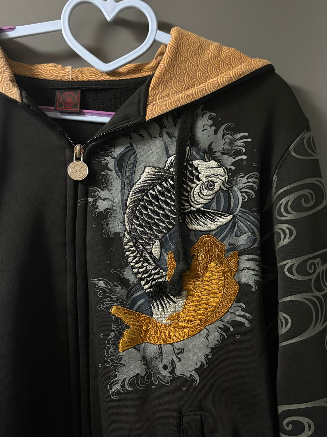 오리엔탈 잉어 자수 후드 집업 상품이미지4