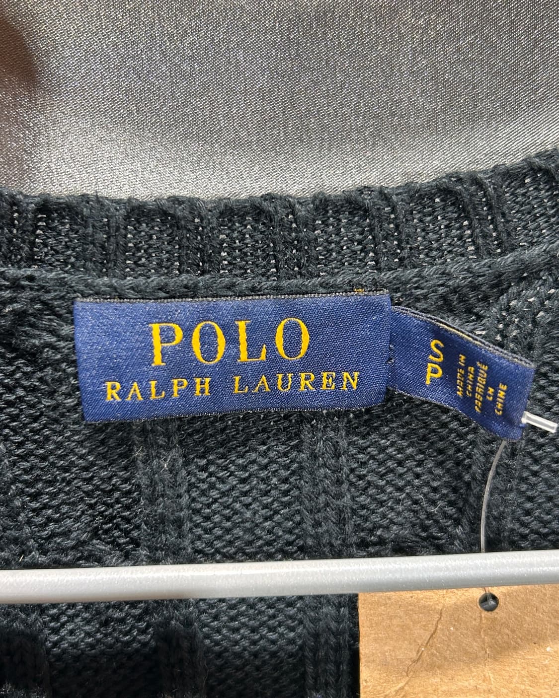 S 폴로랄프로렌 화이트포니 케이블 니트 브이넥 슬림핏 블랙 니트 상품이미지5