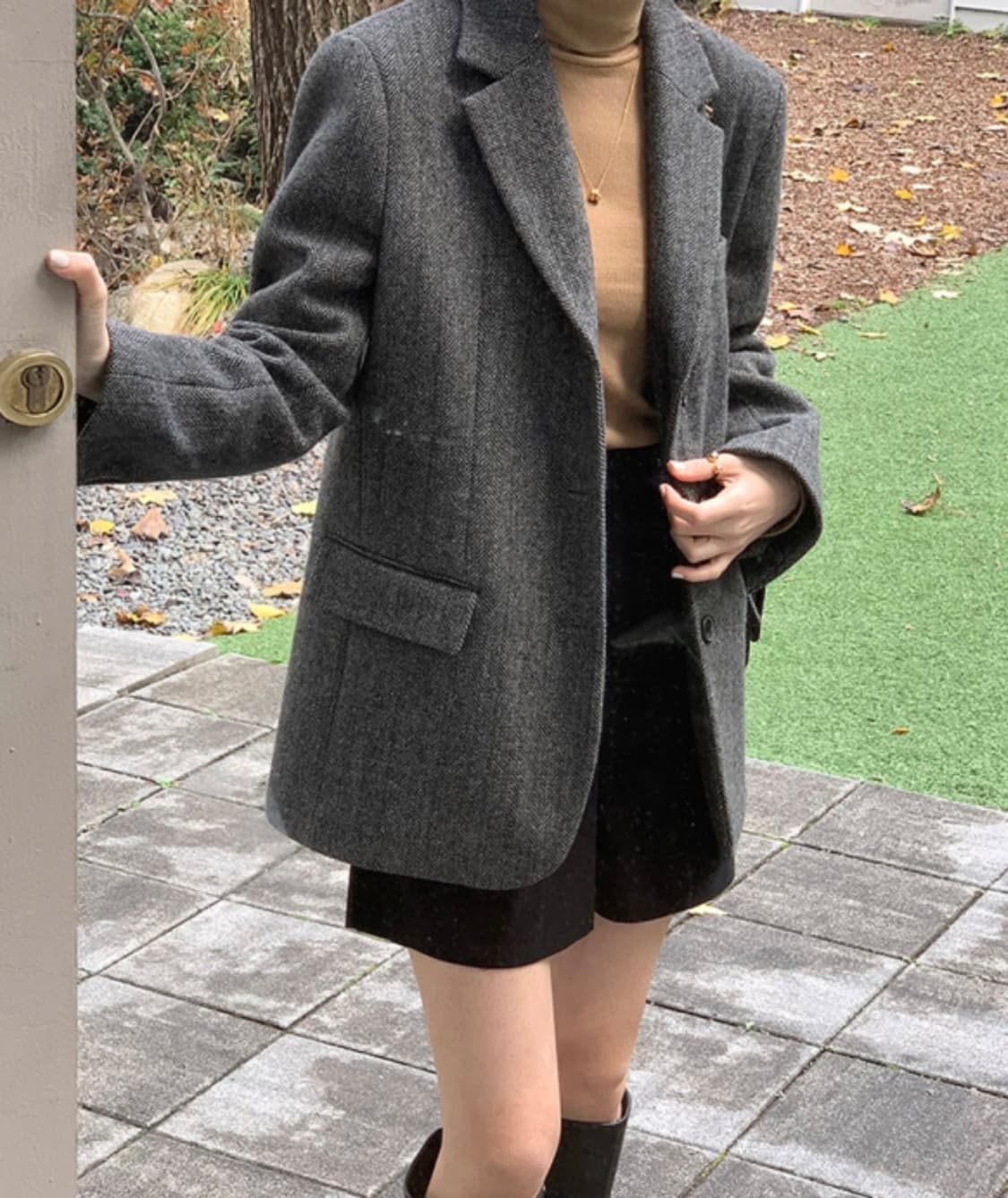 에드모어 자체제작 헤링본 울 자켓 브라운 상품이미지1