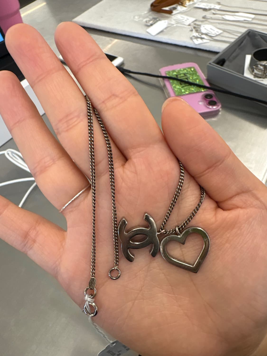 빈티지 샤넬 하트 로고 목걸이 상품이미지3