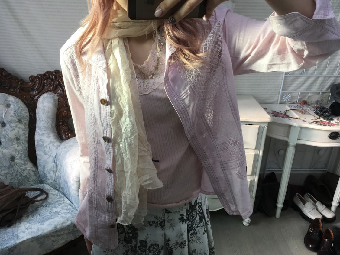 jpn vintage lavender pink oriental jacke 상품이미지5