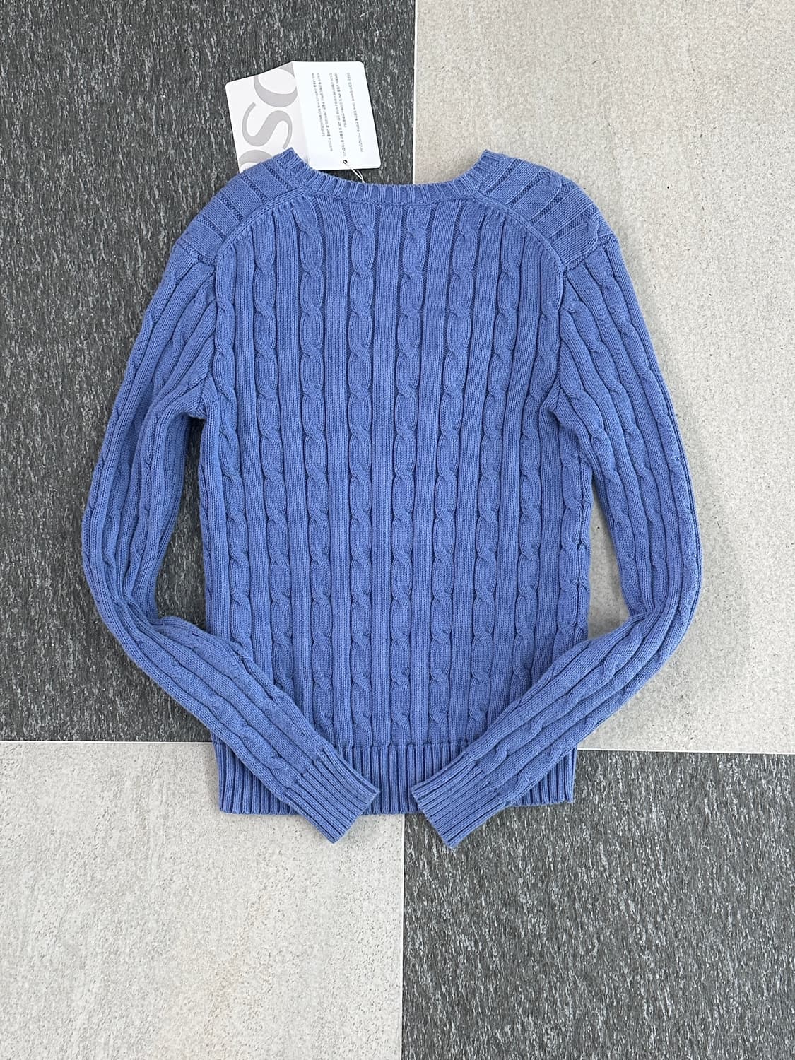 폴로 랄프로렌 스카이블루 V넥 케이블 니트  상품이미지3