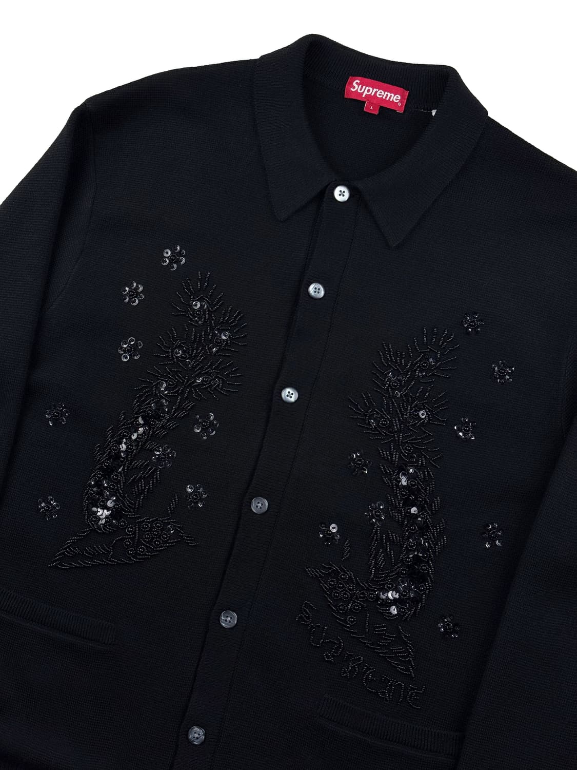 슈프림 비디드 아플리케 가디건 블랙 상품이미지2