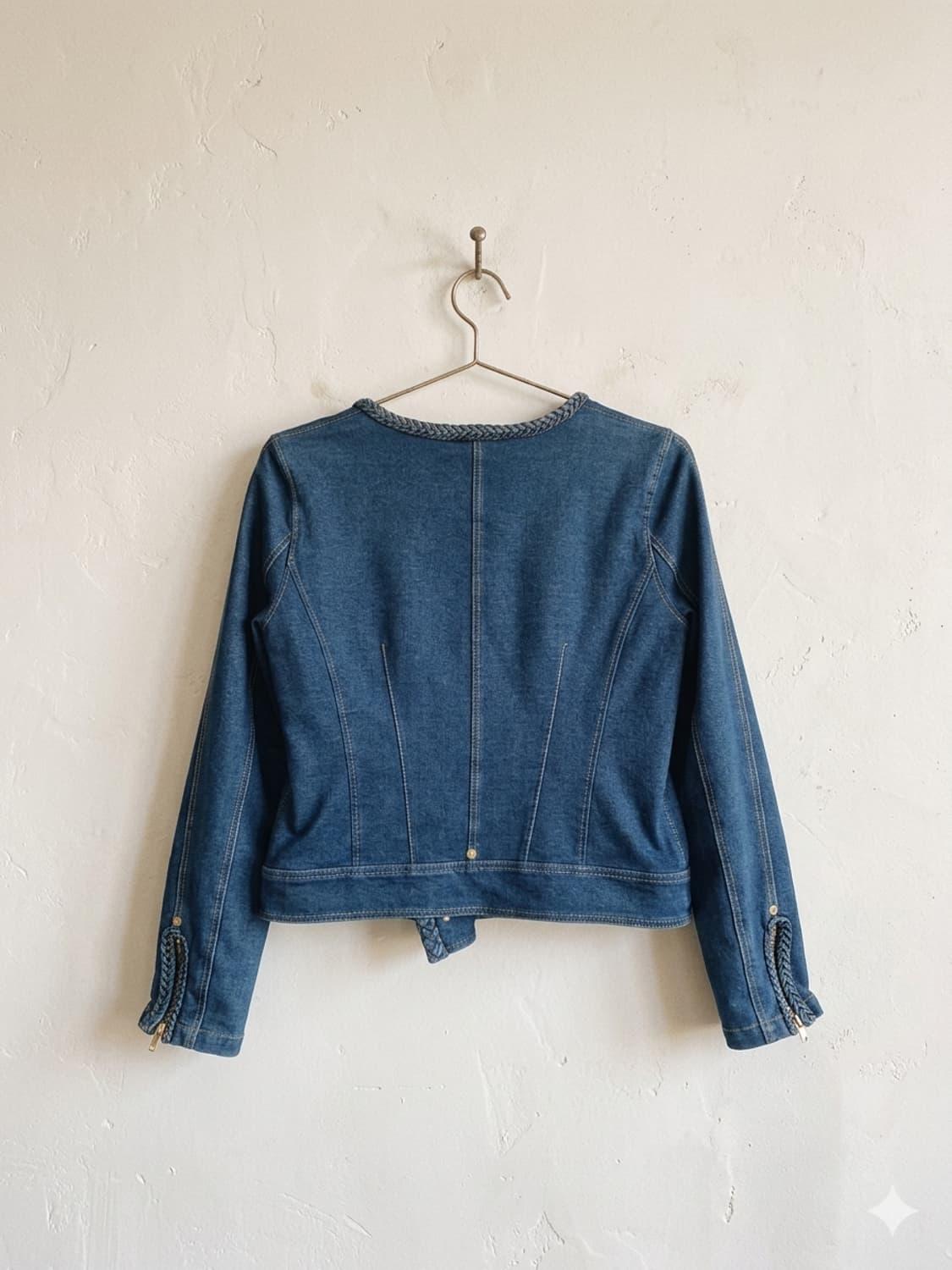 땋임 디테일 데님 라이더 자켓 상품이미지2