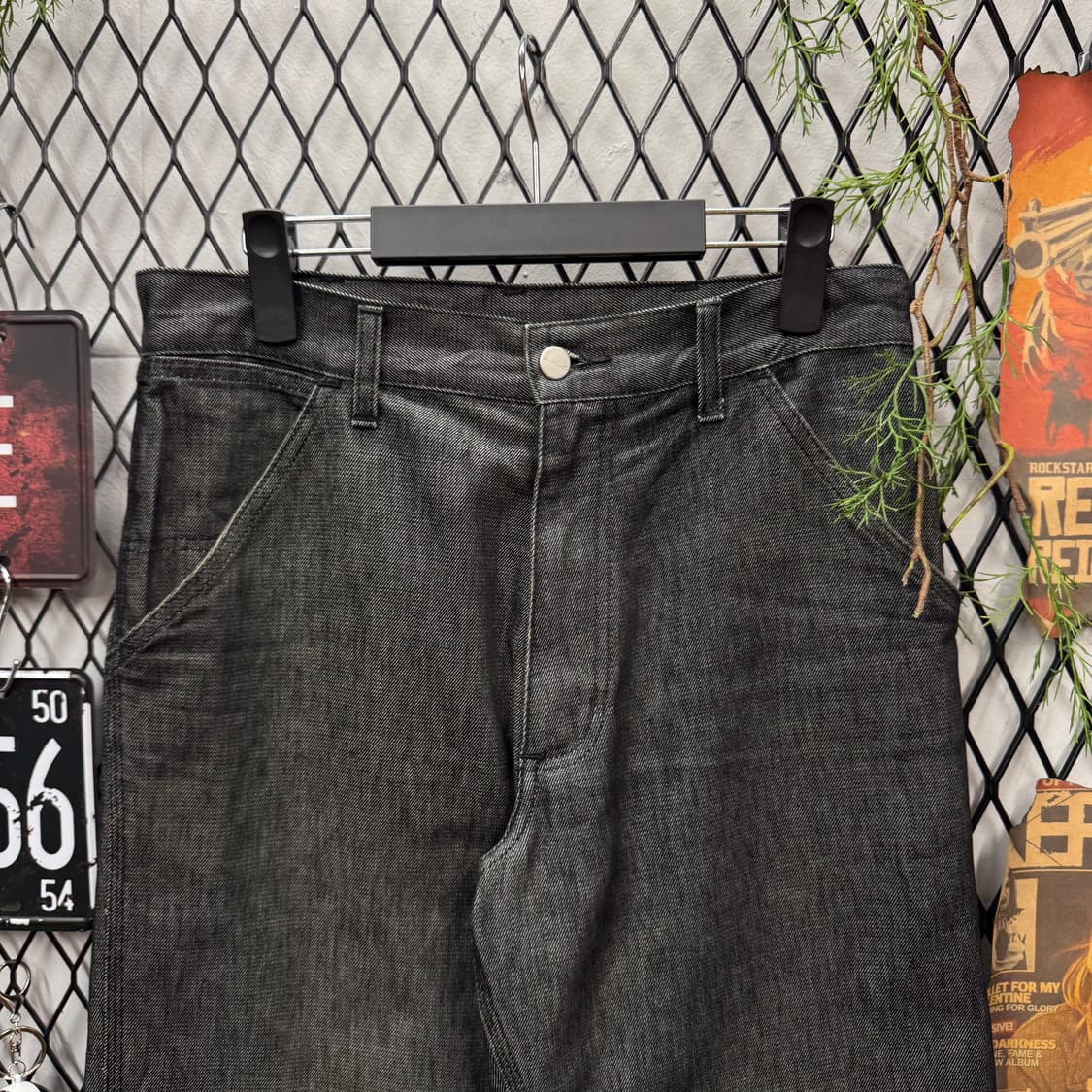 칼하트 심플 워크 데님 팬츠 스트레이트 핏 흑청 상품이미지3