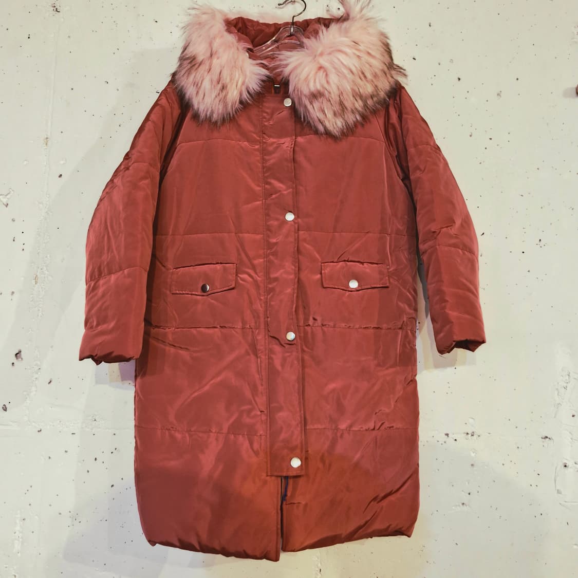 말린장미색 퍼 야상 롱 패딩 F 새상품 상품이미지1