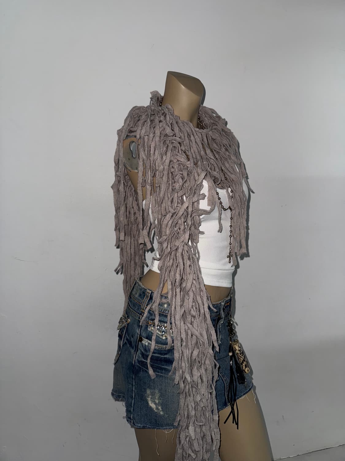 애쉬 그런지 프린지 머플러 상품이미지3