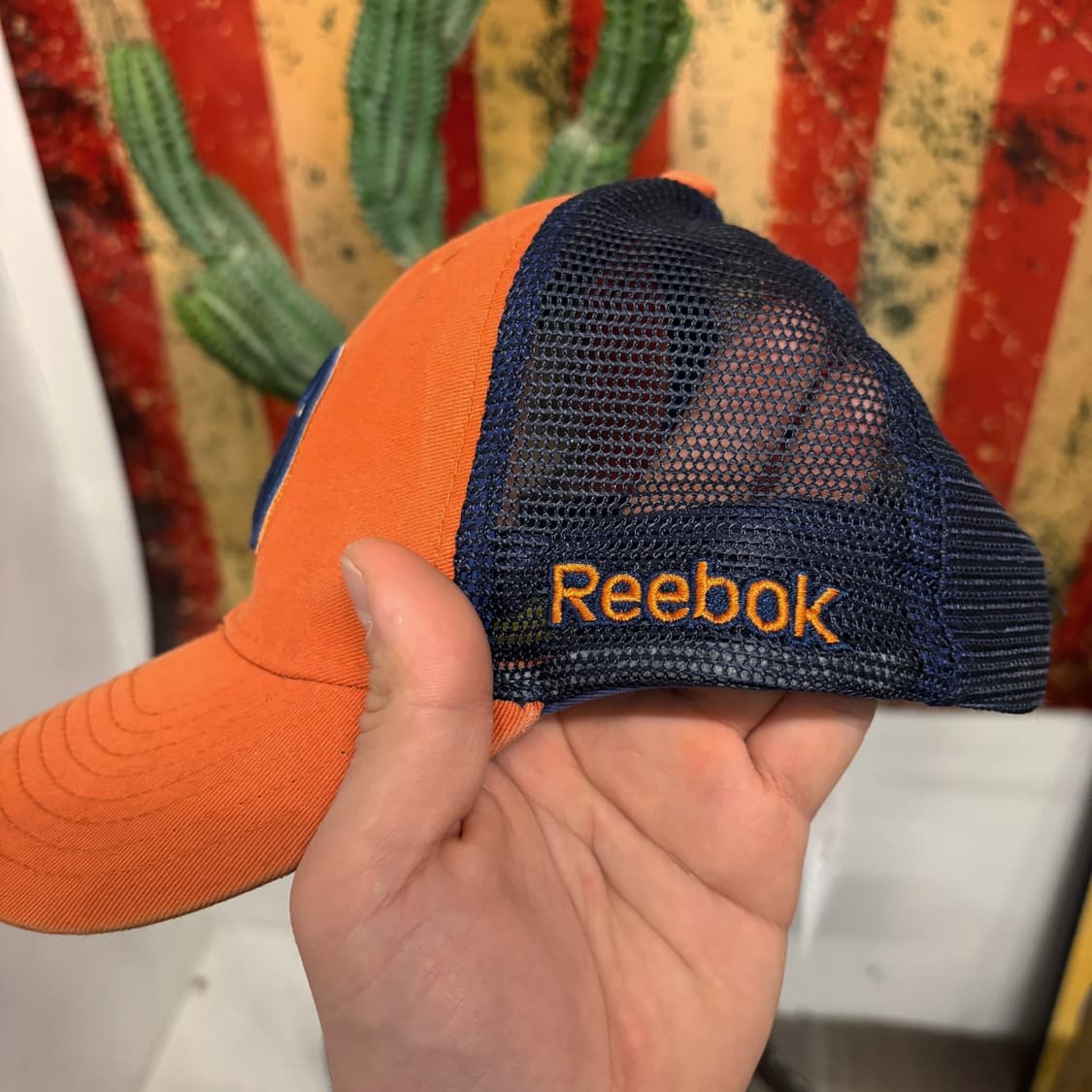 90s 리복 NHL 에드민턴 오일러스 오피셜 투톤 매쉬캡 N255 상품이미지5