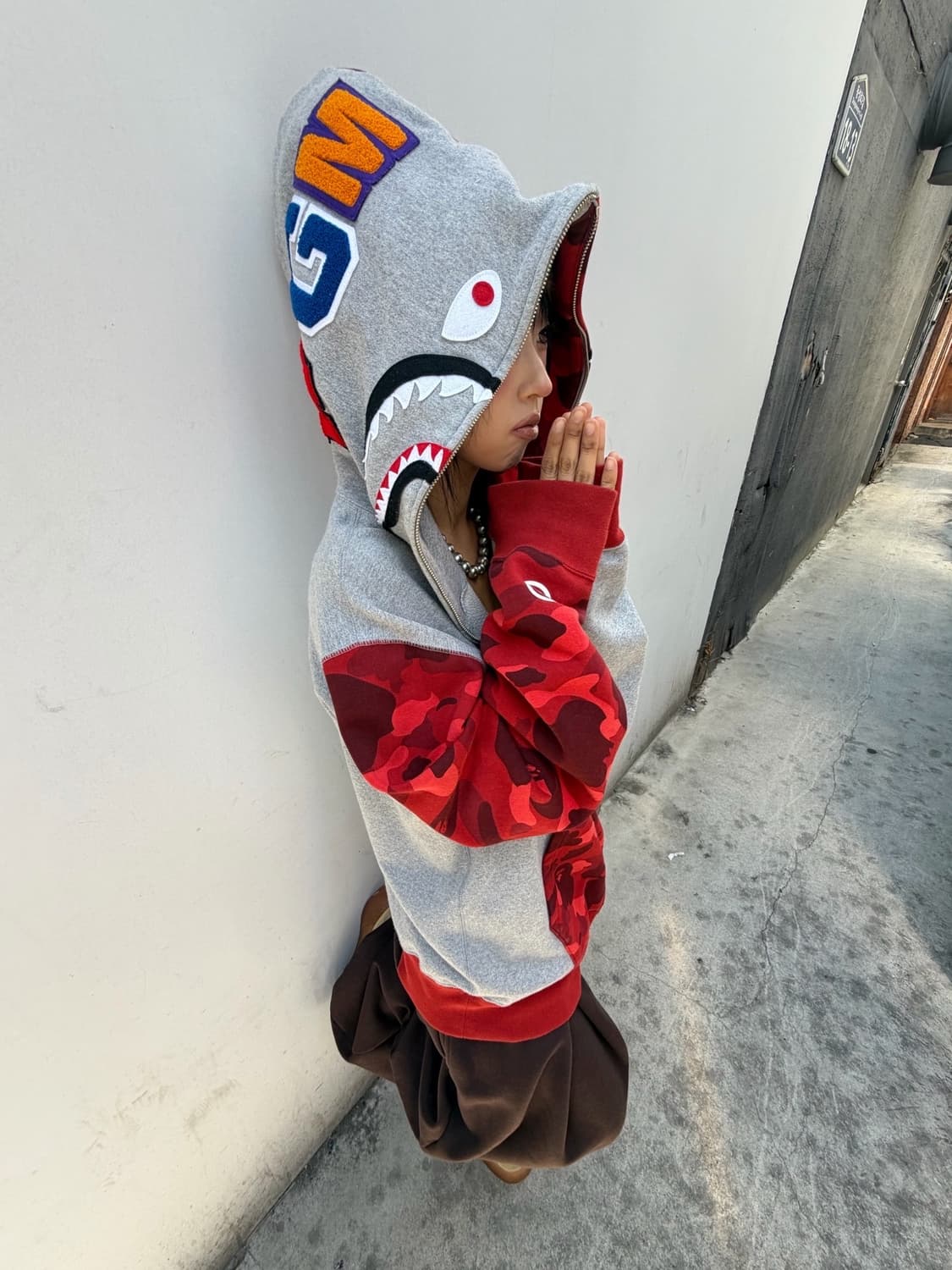 베이프 레드카모 샤크 투웨이 후드집업 상품이미지2