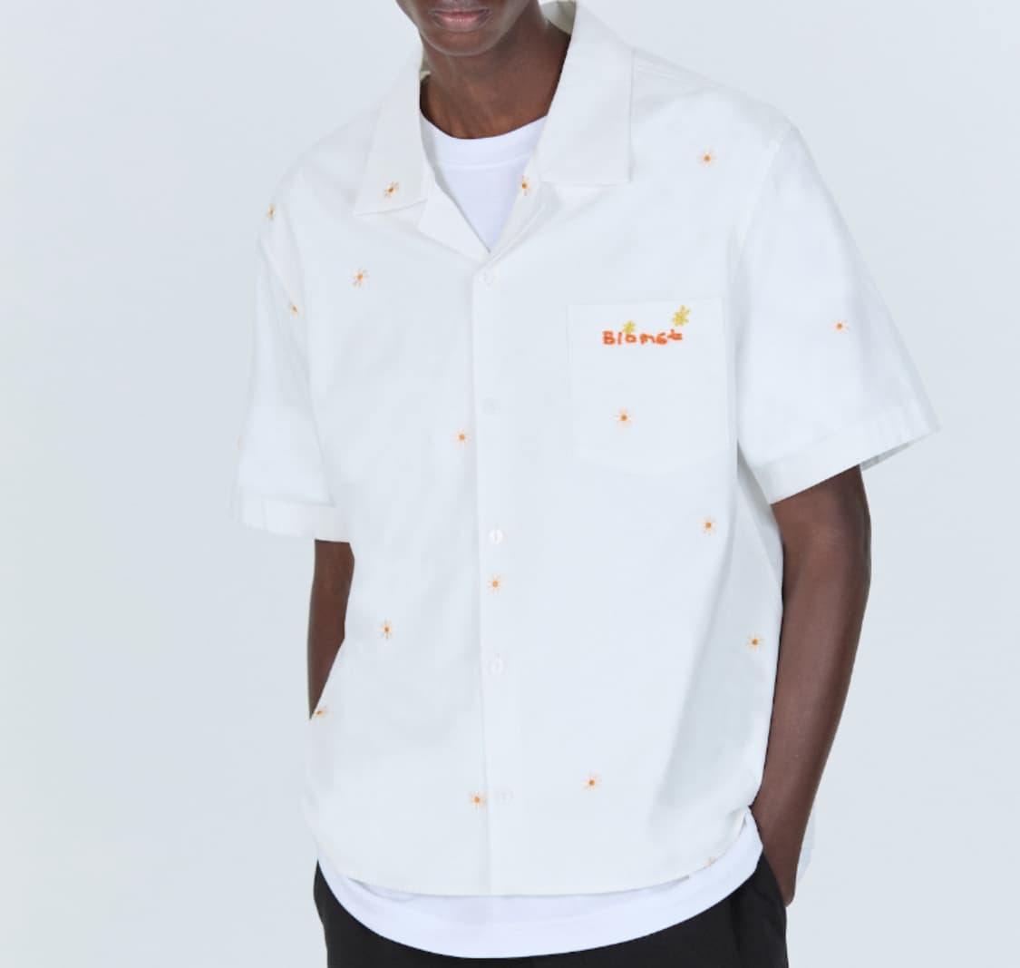 STU Daisy Embroidery Beads Shirt White 상품이미지1