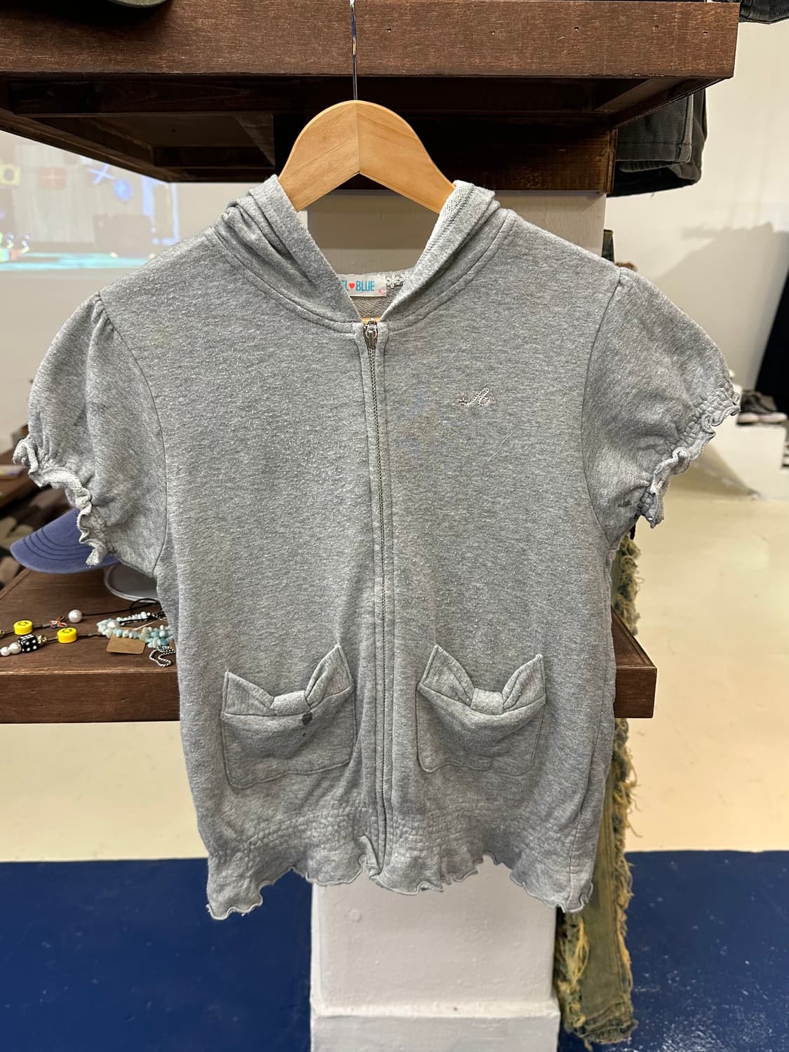 Jpn vtg 엔젤 블루 하프 후드 상품이미지3