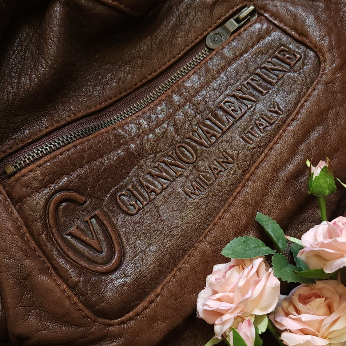 90s 지아니 발렌티노 빈티지 가죽자켓 레더 봄버 헤비레더 브라운 L 상품이미지7