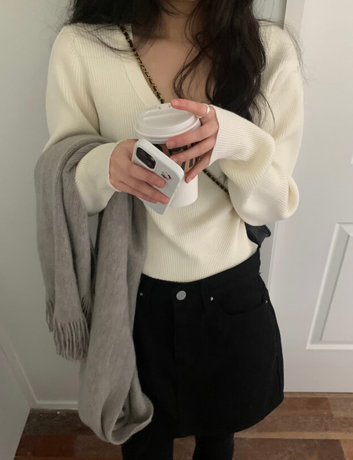 새상품) 나이니 푸리모 유넥 긴팔 니트 아이보리 상품이미지6