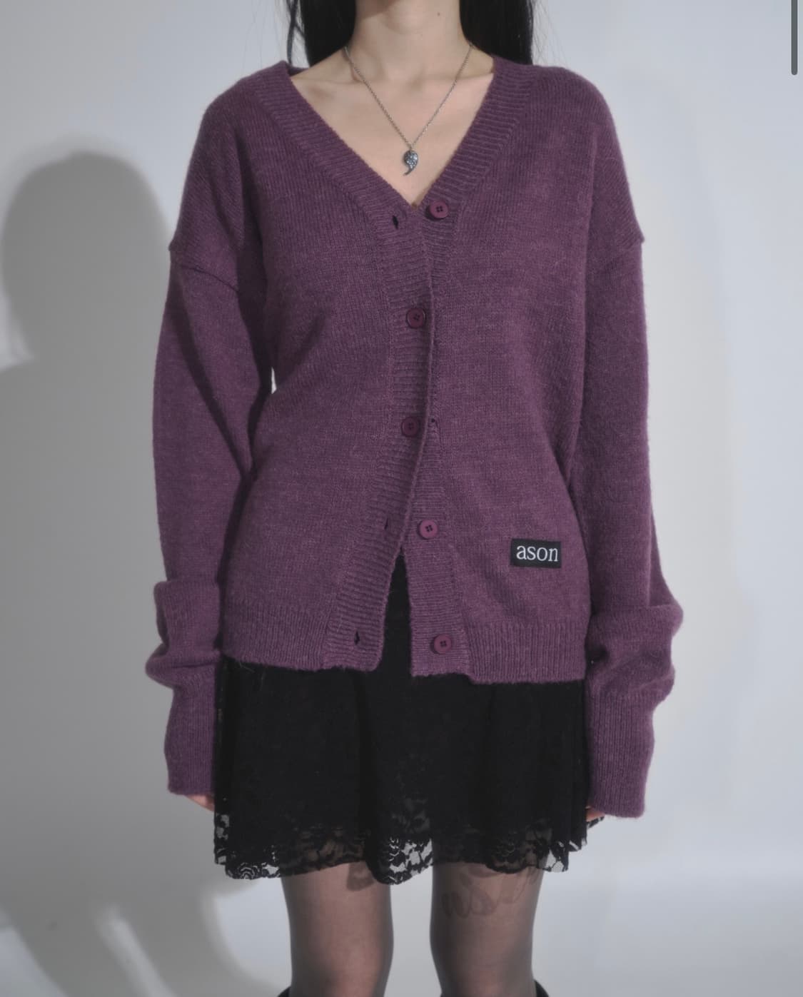 애즈온 하퍼 가디건 happer cardigan 퍼플 상품이미지2
