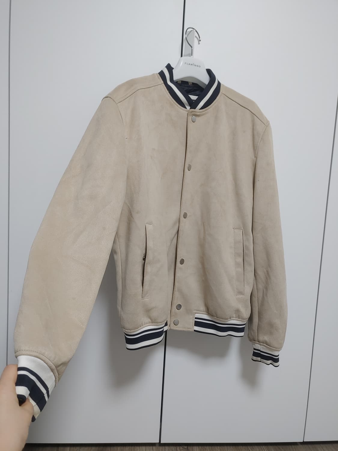 자라 베이지 스웨이드 스타디움 자켓 -L사이즈 상품이미지3