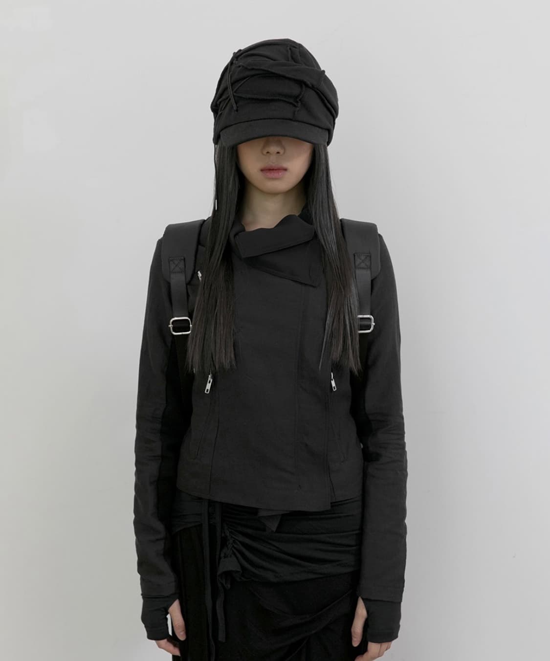 플레어업 asymmetrical biker jacket black 상품이미지1